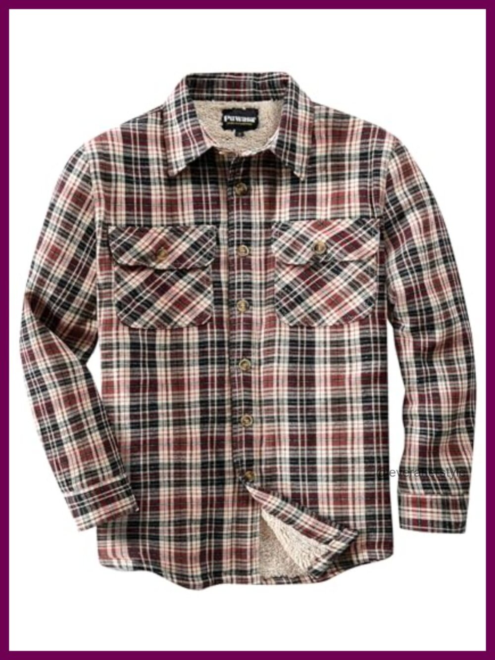 Sherpa Lined Cotton Flannel Shirt Jacket Button Down Casual Warm